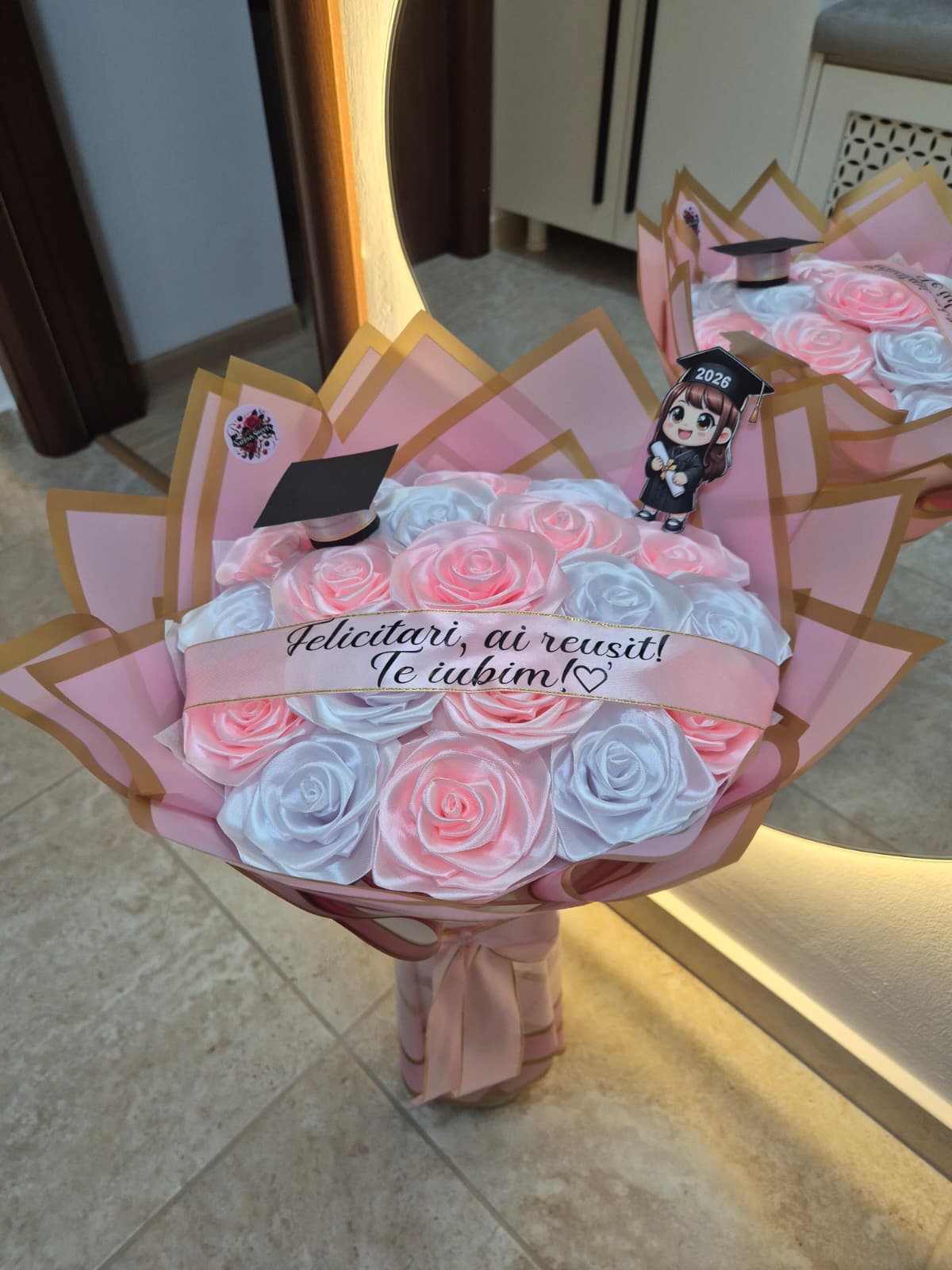 Buchet Absolvire 19 Diamond Pink